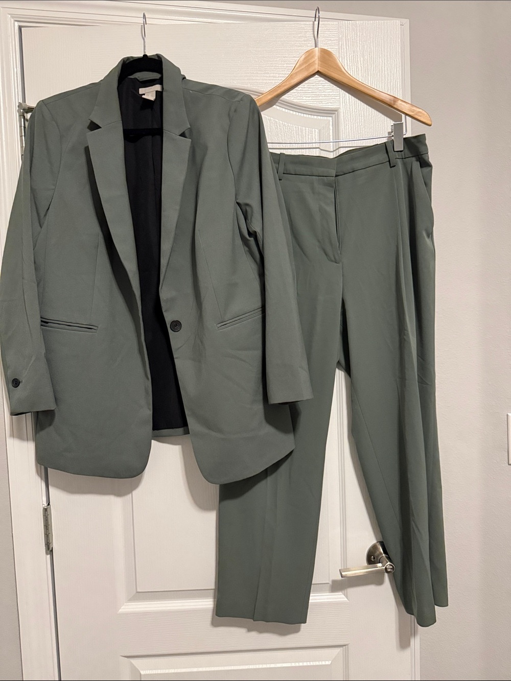 H&M Olive Green Women's Blazer and Trousers Set